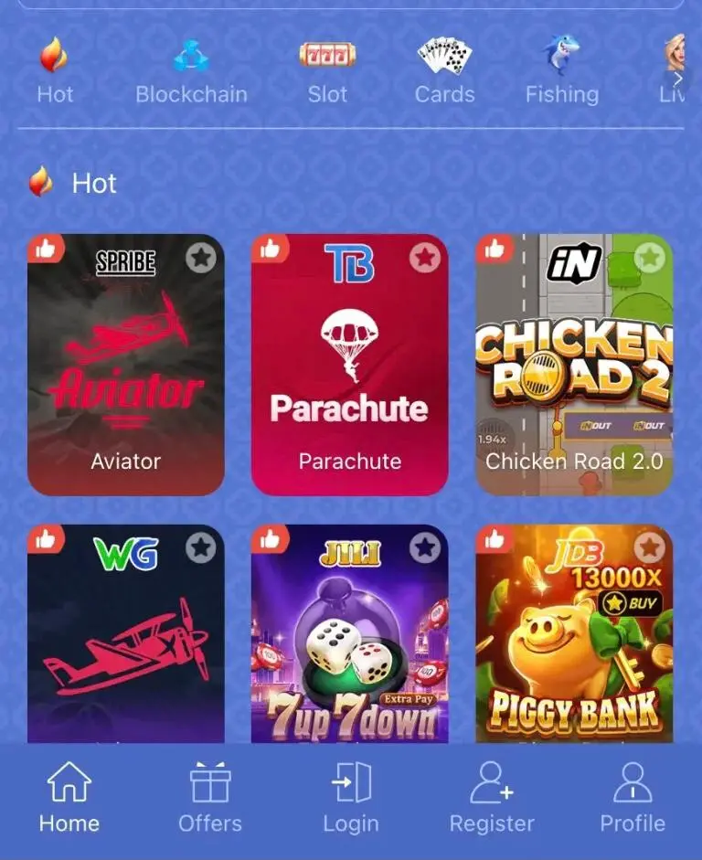 92BAR Casino Game Home Screen and Main Lobby