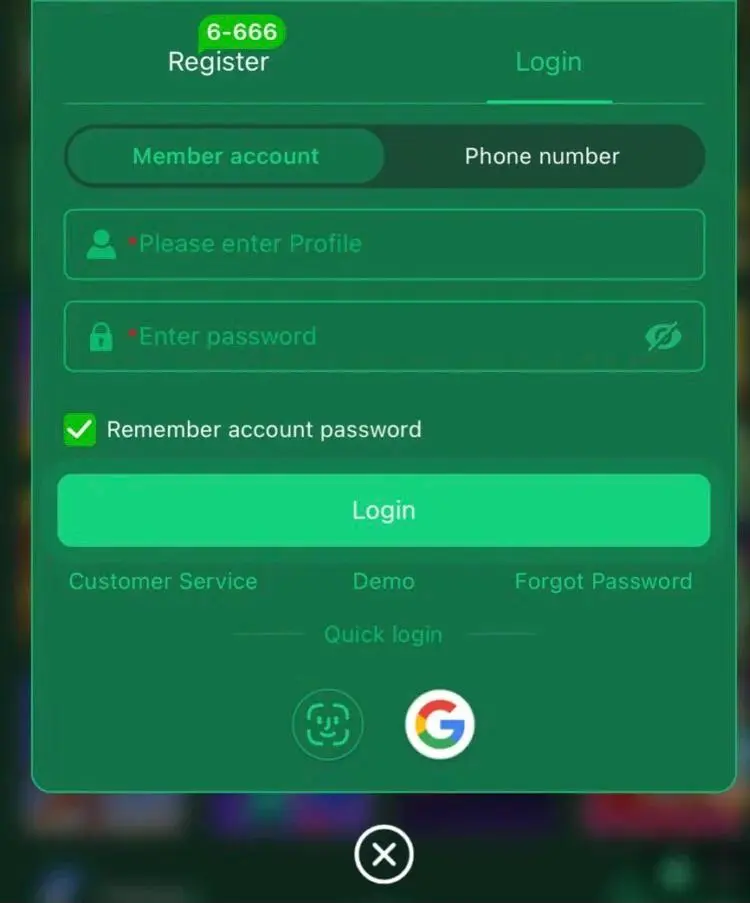 XD777 Game Account Registration Screen
