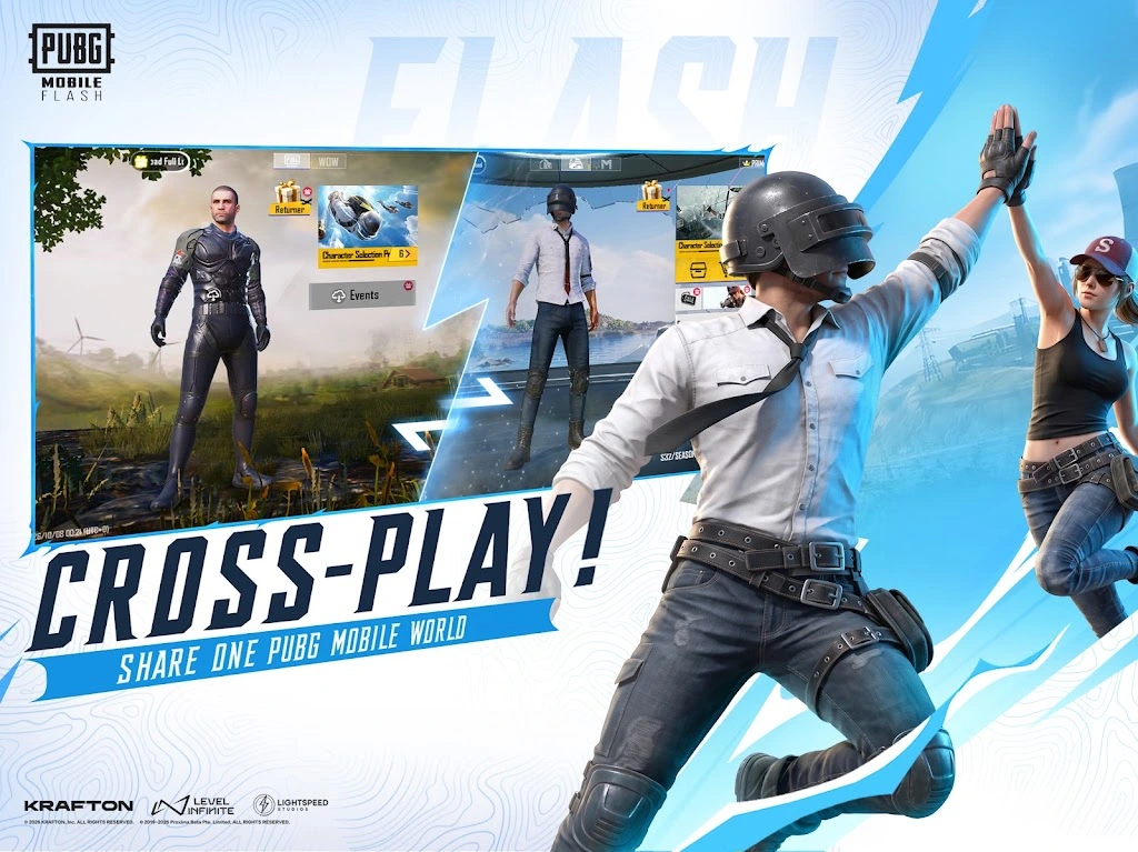 PUBG Mobile flash game main lobby screen and squad setup