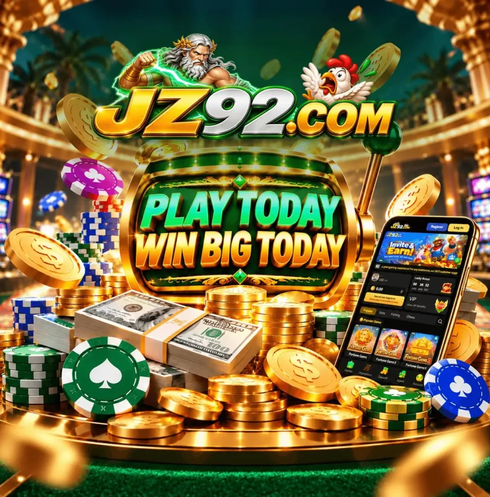 JZ92 casino game profile screen showing user account and balance options